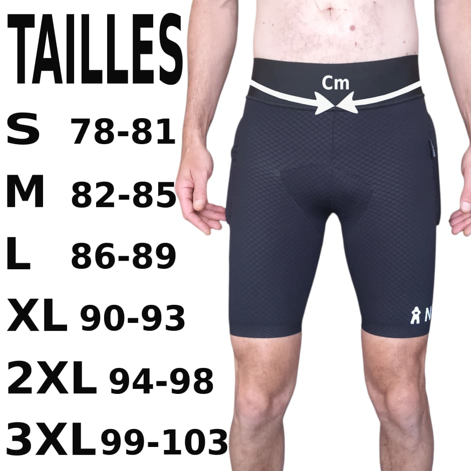 choix des tailles sous-short cuissard VTT -NBP